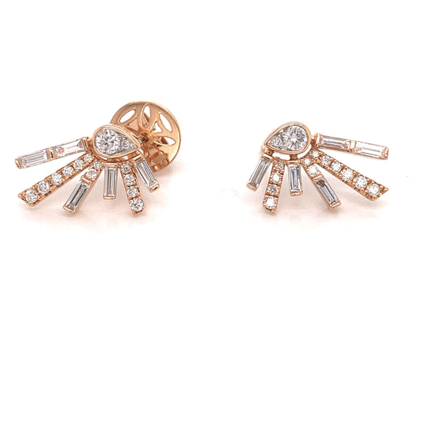DIAMOND BAGUETTE AND ROUND CUT STUDS