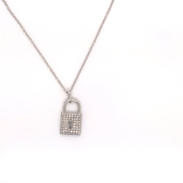 DIAMOND KEYHOLE LOCK CHARM NECKLACE – Diamond Bar Jewelry