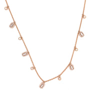 HANGING ROUND DIAMOND BAGUETTE NECKLACE